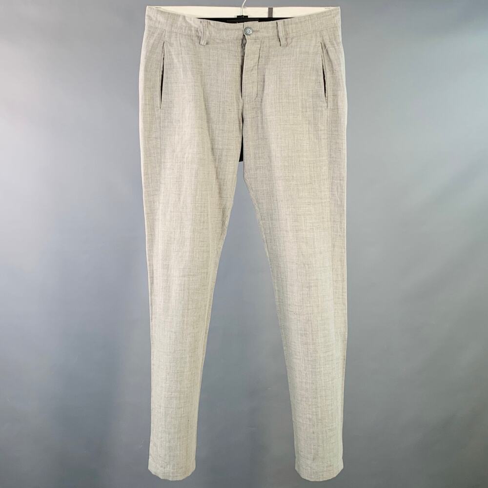 ATTACHMENT Size L Grey Heather Wool Blend Straight Button Fly Casual Pants